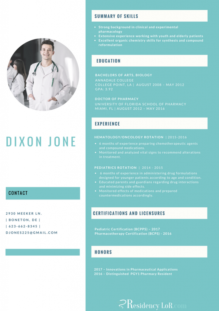 Get Professional PGY2 Pharmacy Residency CV Service Help Now   Example Pgy2 Cv Pharmacy 724x1024 