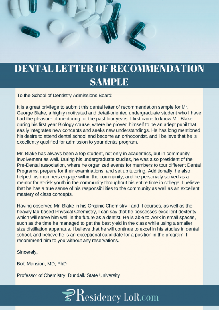 Dental Recommendation Letter—dental Letter Of Recommendation 9935