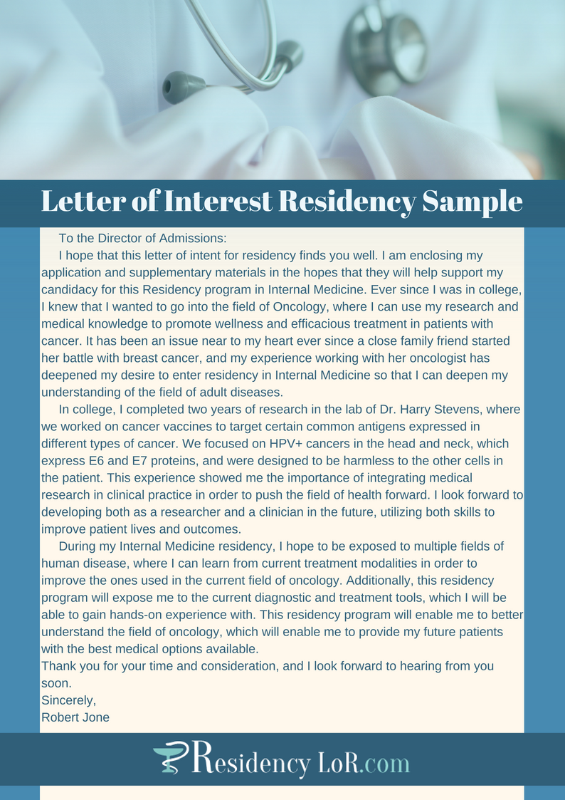 Professional Residency Letter Of Interest Writing Help
