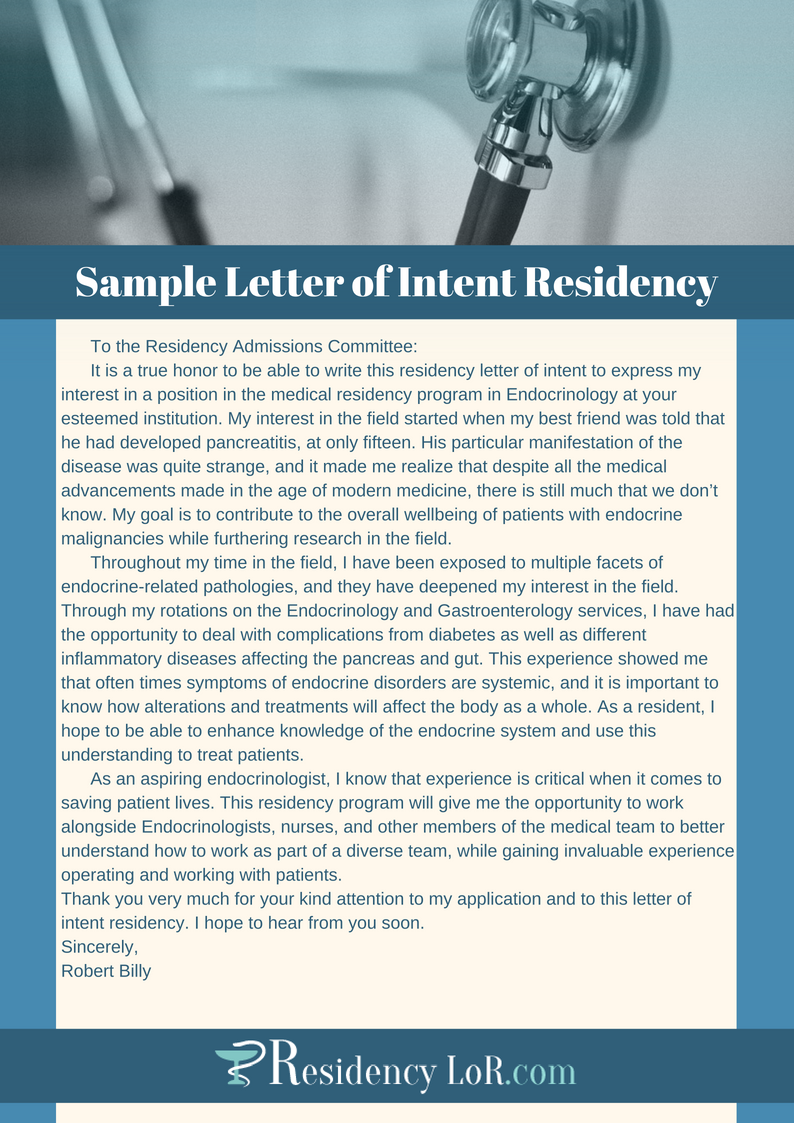 Outstanding Letter Of Intent Residency Applicant Needs