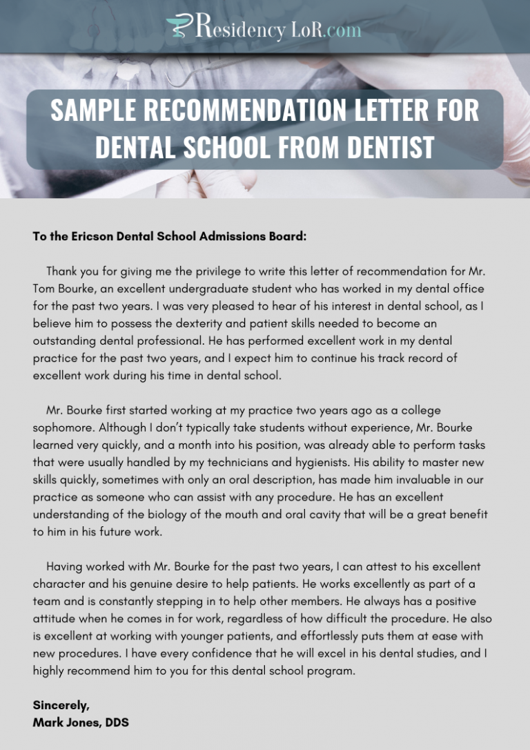 Dental Recommendation Letter—dental Letter Of Recommendation 8607